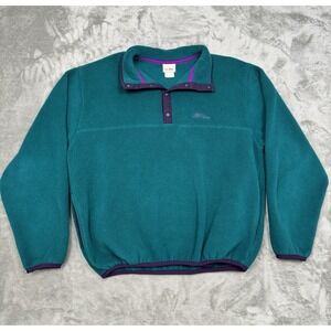 Vintage LL Bean Fleece Pullover Sweater Mens Medium Retro Turquoise Teal 90s USA